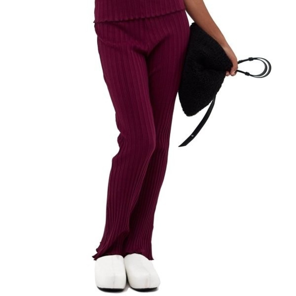 SIMON MILLER Cyrene Pants Women Small Burgundy Ribbed Knit Pull on stretch